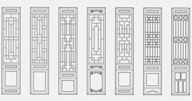 汤原常用中式仿古花窗图案隔断设计图